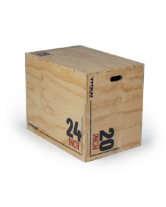 Plyo Box 3 in 1 in legno con scritte 50 60 75 cm.