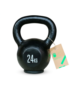 Kettlebell TITAN LIFE 24 kg in ghisa nera con scritte bianche